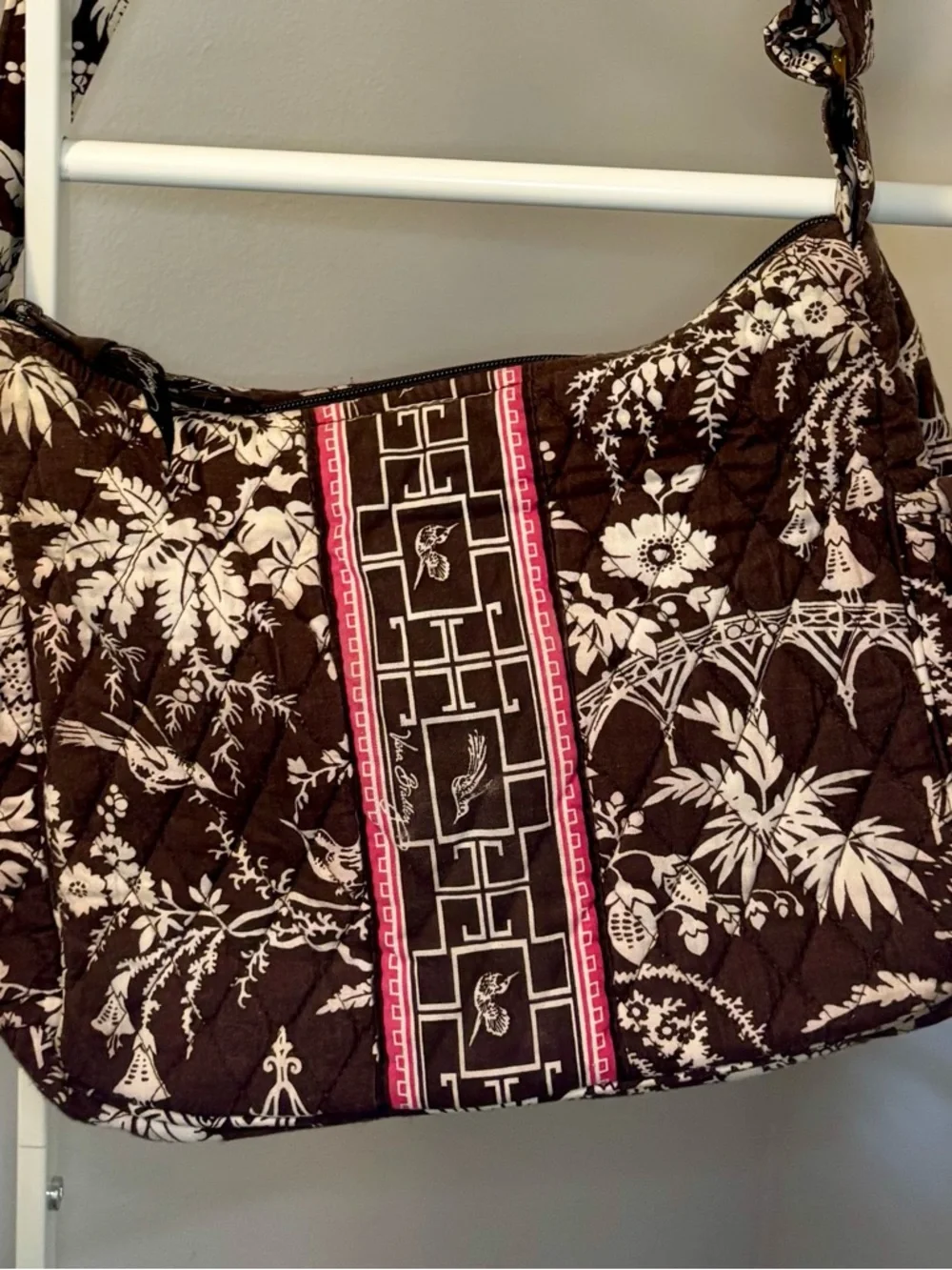 Vera Bradley Brown & Pink Quilted Floral Bag - Picture 4 of 16